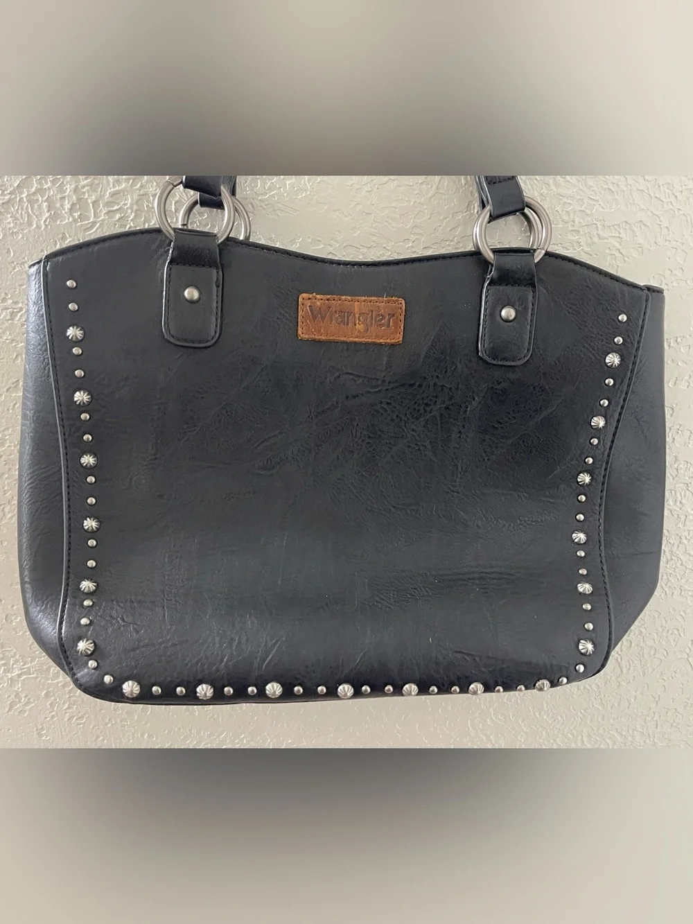 Wrangler Black Studded Shoulder Tote Western